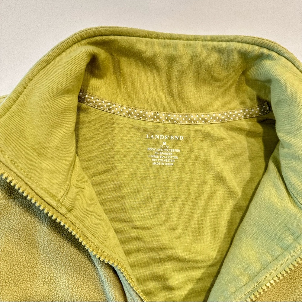 Lands End Lime Green Zip Up Fleece Vest Size Medium - Picture 5 of 8